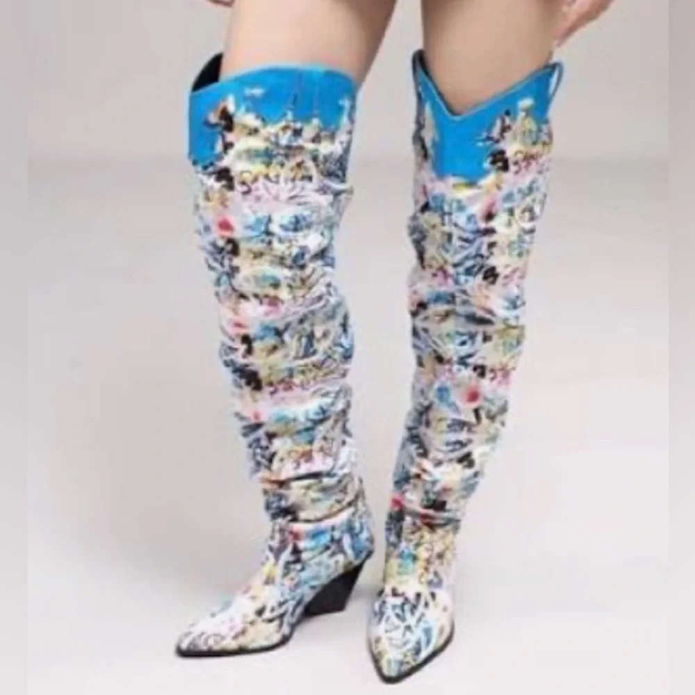 Cape Robbin Kelsey-21 Graffiti over-the-knee thigh boots - Picture 7 of 8